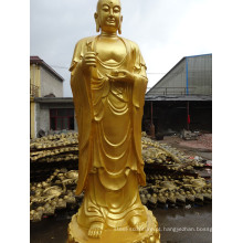 alta qualidade tibetano antique standing buda estátua bronze